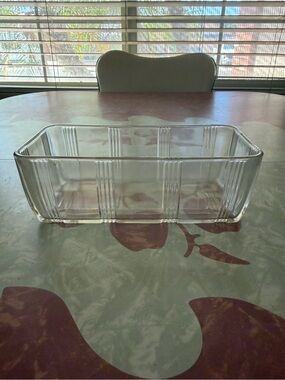 Vintage Hazel-Atlas Glass Criss Cross Square Refrigerator Dish